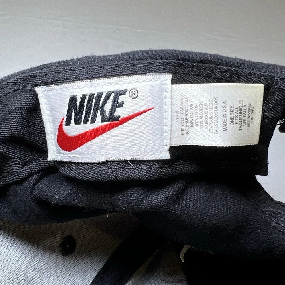 Vintage Nike Hat Yellow Black Center Swoosh Embroidery Made in USA Hook/Loop Str